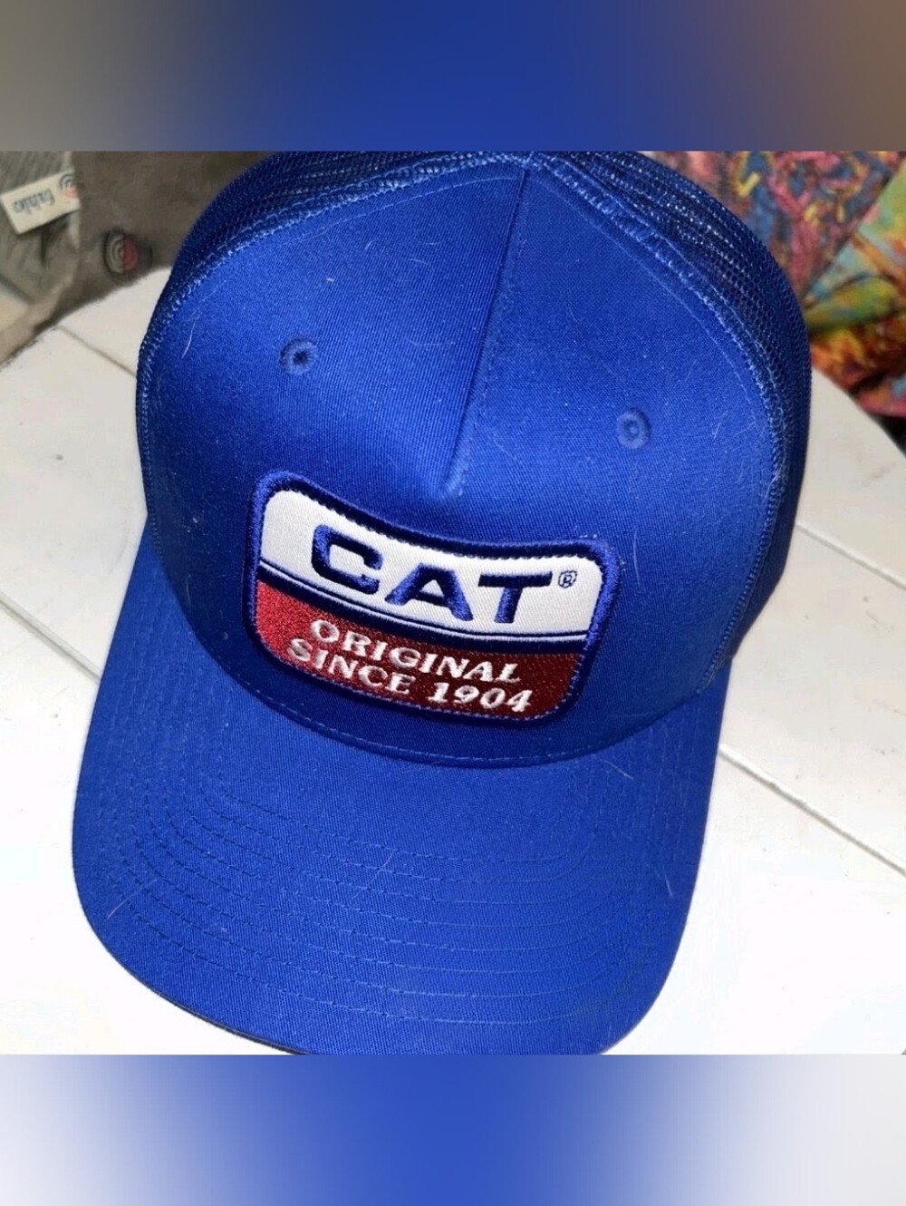 Caterpillar Blue Patch Trucker Snapback Hat